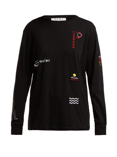 Proenza Schouler Embroidered Long-sleeved Cotton T-shirt In Black