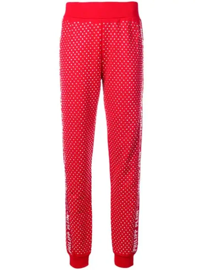 Philipp Plein Crystal Embellished Track Pants - Red