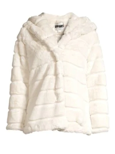 Apparis Goldie Faux Fur Hooded Jacket In Ivory