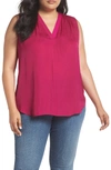 Vince Camuto V-neck Rumple Blouse In Fushcia Fury