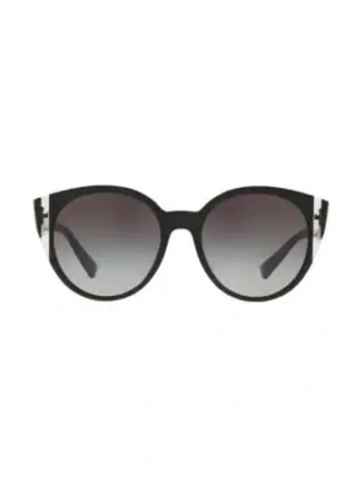 Valentino Va4038 Grad Blue 55mm Round Sunglasses In Black Crystal