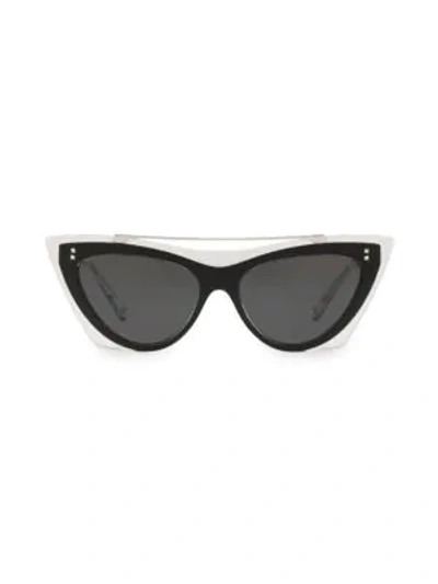 Valentino Va4041 Solid Blue 53mm Cat Eye Sunglasses In Black Crystal