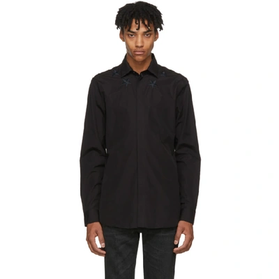Givenchy Star Embroidered Cotton Black Shirt