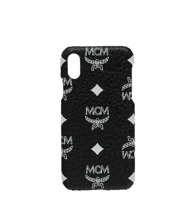 Mcm Iphone X Case In White Logo Visetos In White Logo Black