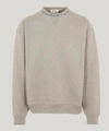 Acne Studios Flogho Logo Ribbed Neck Cotton Sweatshirt In Grey