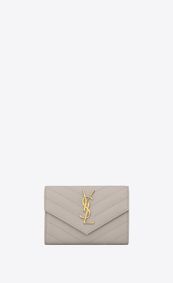 saint laurent envelope chain wallet in grain de poudre embossed leather
