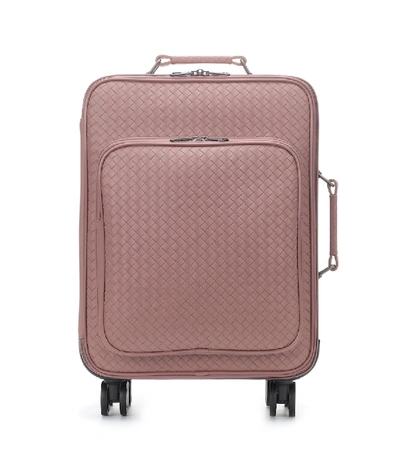 Bottega Veneta Intrecciato Leather Suitcase In Pink