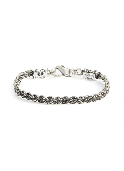 Emanuele Bicocchi Men's Fishtail-braid Sterling Silver Bracelet In Metallic