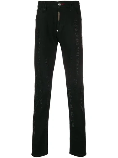 Philipp Plein Slim Embellished Jeans - Black