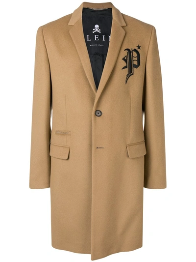 Philipp Plein Single Breasted Coat In Neutrals