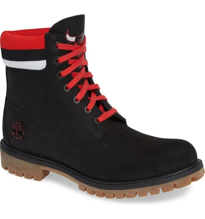 Timberland Men's X Mitchell And Ness X Chicago Bulls Nba 6 Inch Classic Premium Boots, Black - Size 9.5 In Black/ Red/ Chicago Bulls Boot