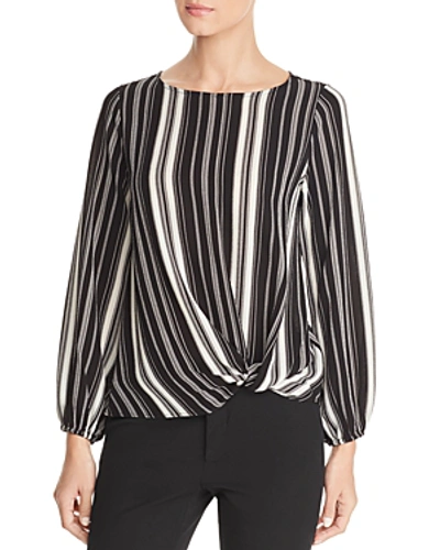 Status By Chenault Striped Twist Front Top In Black/white