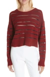 Rag & Bone Penn Sheer Stripe Crop Sweater In Grey/ White