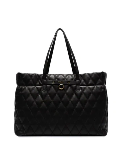 Givenchy Duo Shopper East-west Losange Rubberized Canvas Tote Bag In Black