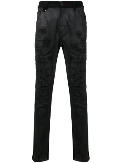 Philipp Plein Distressed Skinny Jeans In Black