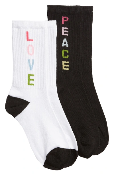Sockart Peace/love 2-pack Crew Socks In White