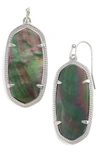 Kendra Scott Elle Filigree Drop Earrings In Black Mother Of Pearl/ Silver