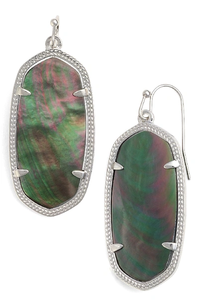 Kendra Scott Elle Filigree Drop Earrings In Black Mother Of Pearl/ Silver