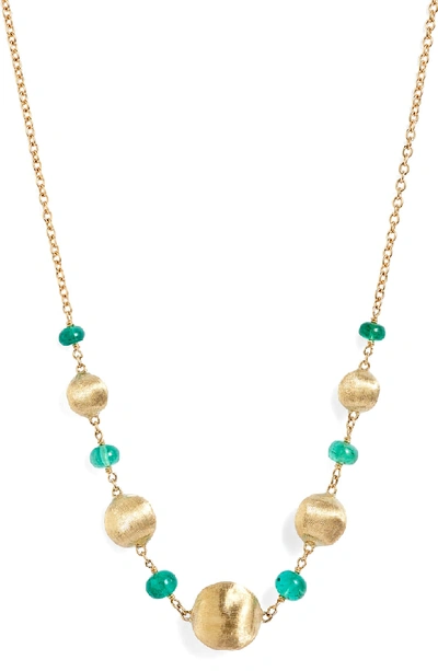 Marco Bicego Africa Semiprecious Stone Necklace In Emerald/ Yellow Gold