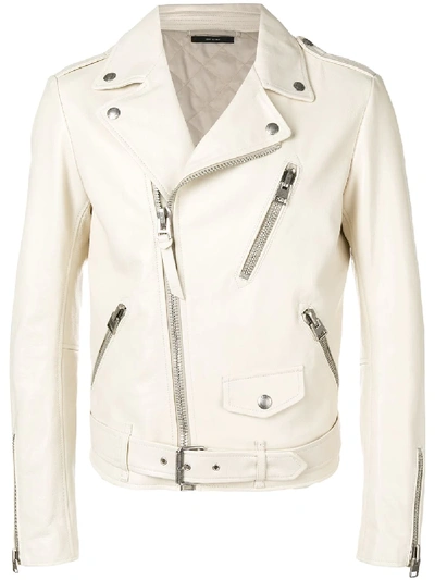 Tom Ford Zip-up Leather Jacket In Neutrals