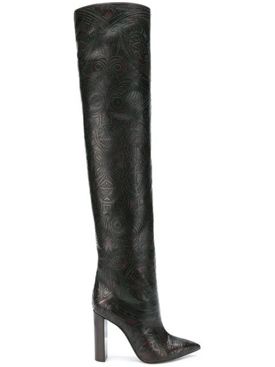 Saint Laurent Kate Knee-high Leather Boots In Black