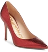 Sam Edelman Hazel Pointy Toe Pump In Metallic Rust Leather