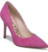 Sam Edelman Hazel Pointy Toe Pump In Retro Pink Suede