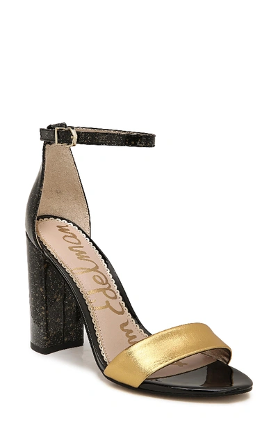 Sam Edelman Yaro Ankle Strap Sandal In Exotic Gold/ Black