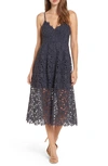 Astr Lace Midi Dress In Navy India Ink