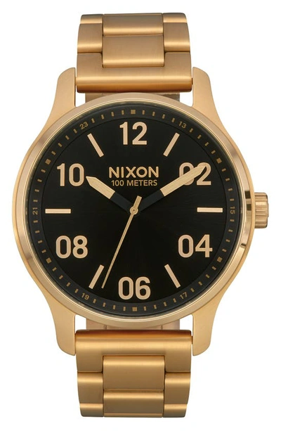 Nixon Men's Patrol Stainless Steel Bracelet Watch 42mm In Black/gold