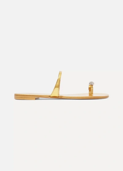Giuseppe Zanotti Nuvorock Crystal-embellished Metallic Leather Sandals In Oro