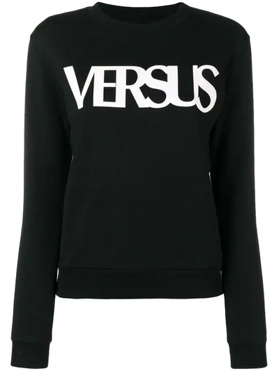 Versus Long-sleeve Logo-print Sweatshirt In Black