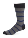 Marcoliani Pima Cotton-blend Striped Crew Socks In Blue