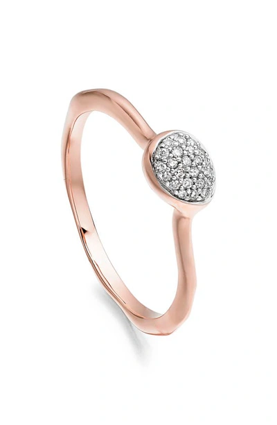 Monica Vinader Siren Small Pave Diamond Stacking Ring In Rose Gold/ Diamond