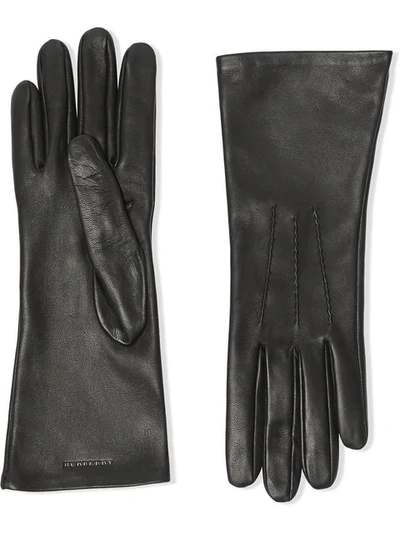 Burberry Silk-lined Lambskin Gloves In Black