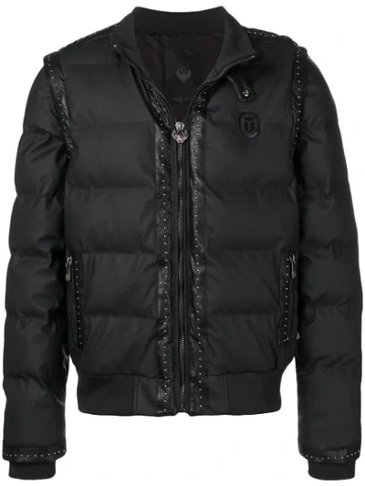 Frankie Morello Studded Padded Jacket - Black