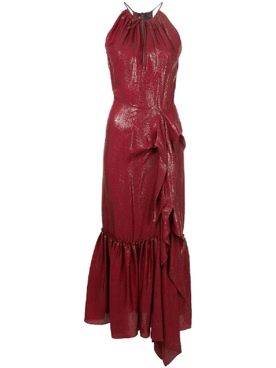 Roland Mouret Metallic Ruffled Dress - Red