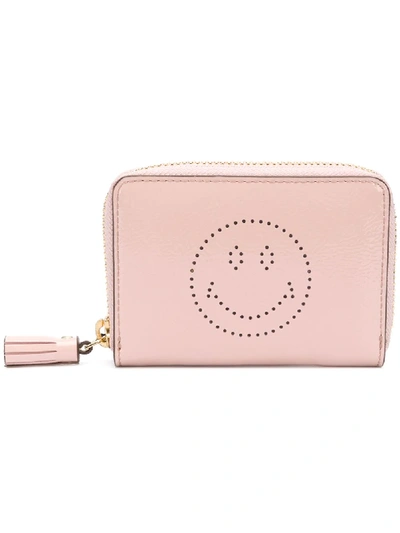 Anya Hindmarch Tasseled Smiley Wallet - Pink In Black