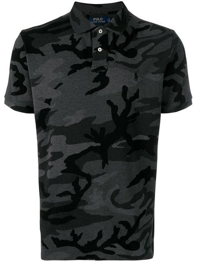 Polo Ralph Lauren Camouflage Print Polo Shirt In Grey