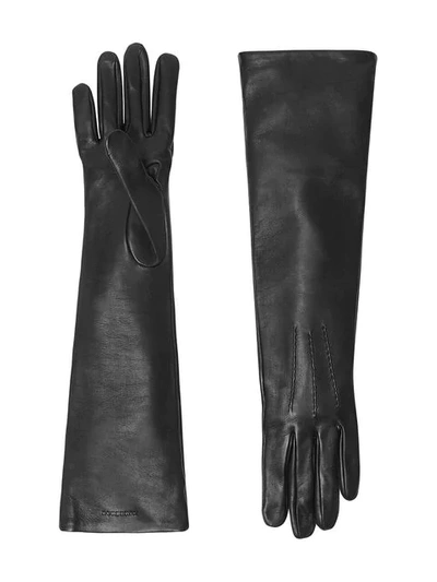 Burberry Long Silk-lined Lambskin Gloves In Black