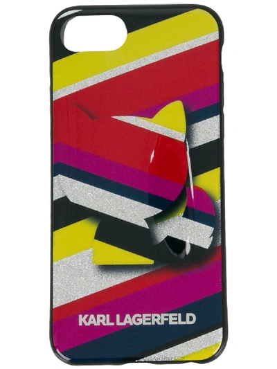 Karl Lagerfeld Choupette Striped Phone Case - Black