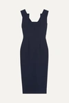Roland Mouret Coleby Stretch-crepe Midi Dress In Navy