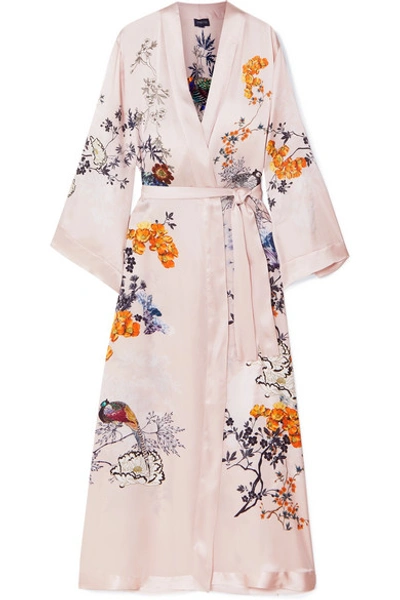 Meng Floral-pattern Silk Kimono In Pastel Pink