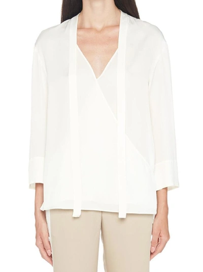 Theory Pussy Bow Detail Blouse In White