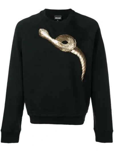 Just Cavalli Snake Print Sweater In Black