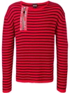 Just Cavalli Striped Zip Detail Sweater In Red