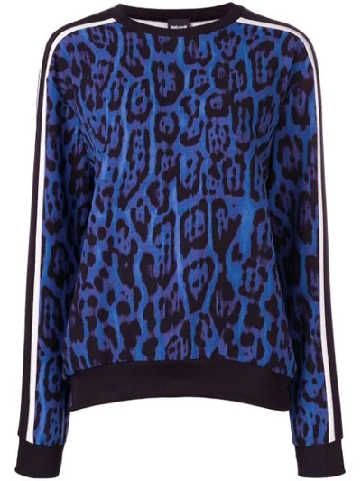 Just Cavalli Leopard Print Sweatshirt In Blue