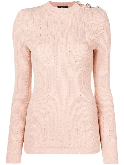 Balmain Shoulder Button Slim-fit Sweater - Brown
