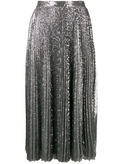 Msgm Pleated Maxi Skirt In Silver