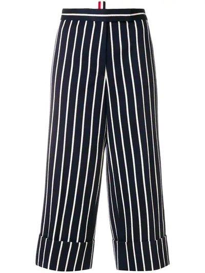 Thom Browne Chenille Banker Straight Leg Trousers In Blue